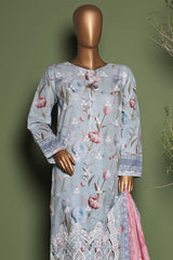 HZ Stitched 3 Piece Emb Printkari Khaddar Collection'2025-KPS-2542-Blue