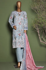 HZ Stitched 3 Piece Emb Printkari Khaddar Collection'2025-KPS-2542-Blue