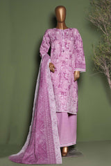 HZ Stitched 3 Piece Emb Printkari Khaddar Collection'2025-KPS-2543-Lavender