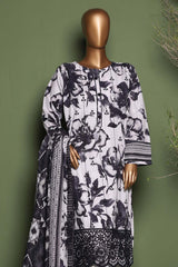 HZ Stitched 3 Piece Emb Printkari Khaddar Collection'2025-KPS-2544-Grey