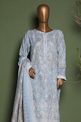 HZ Stitched 3 Piece Emb Printkari Khaddar Collection'2025-KPS-2545-Blue