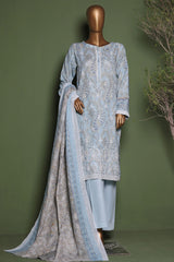 HZ Stitched 3 Piece Emb Printkari Khaddar Collection'2025-KPS-2545-Blue