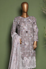 HZ Stitched 3 Piece Emb Printkari Khaddar Collection'2025-KPS-2546-Grey