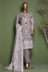 HZ Stitched 3 Piece Emb Printkari Khaddar Collection'2025-KPS-2546-Grey