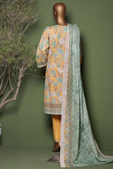 HZ Stitched 3 Piece Emb Printkari Khaddar Collection'2025-KPS-2547-Yellow
