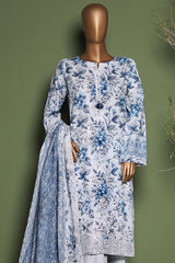 HZ Stitched 3 Piece Emb Printkari Khaddar Collection'2025-KPS-2548-Sky