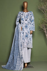 HZ Stitched 3 Piece Emb Printkari Khaddar Collection'2025-KPS-2548-Sky