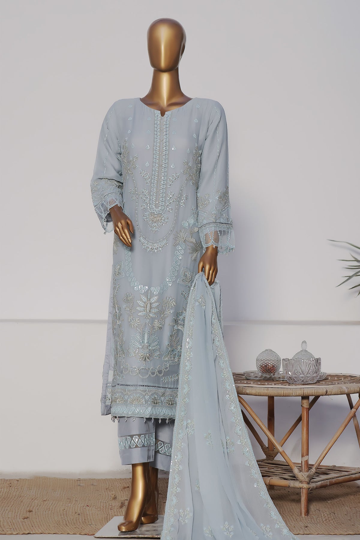 Afsany By Sada Bahar Stitched 3 Piece Luxury Formals Chiffon Vol-09 Collection'2024-KR-01-Sky Blue