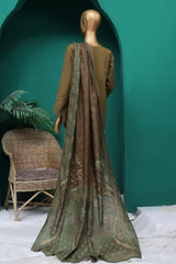 HZ Stitched 3 Piece Chikankari Khaddar With Shawl Collection'2025-KSE-105-D.Olive