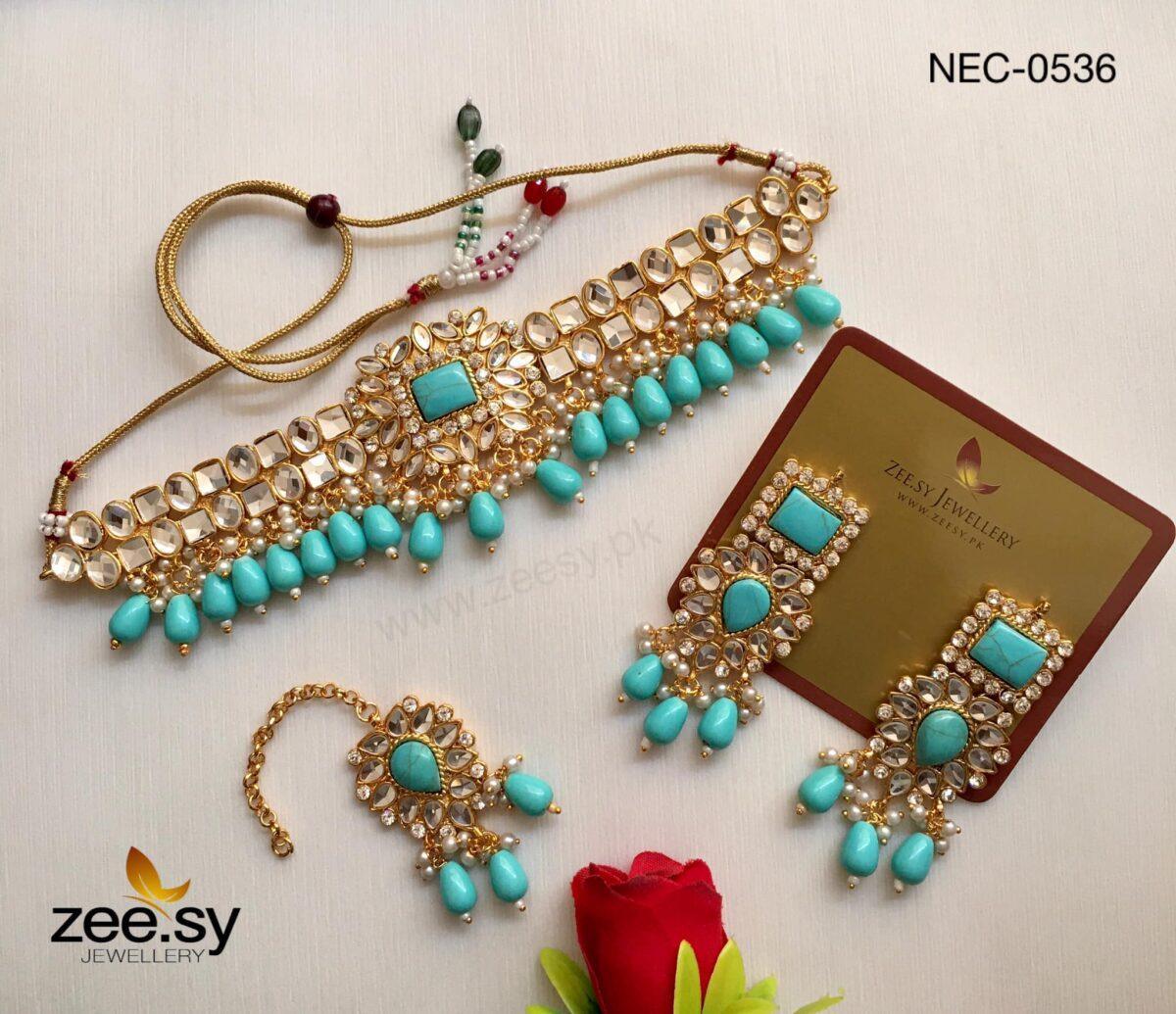 KUNDAN NECKLACE-0536 Feroza - Zeesy Jewellery