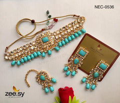 KUNDAN NECKLACE-0536 Feroza - Zeesy Jewellery
