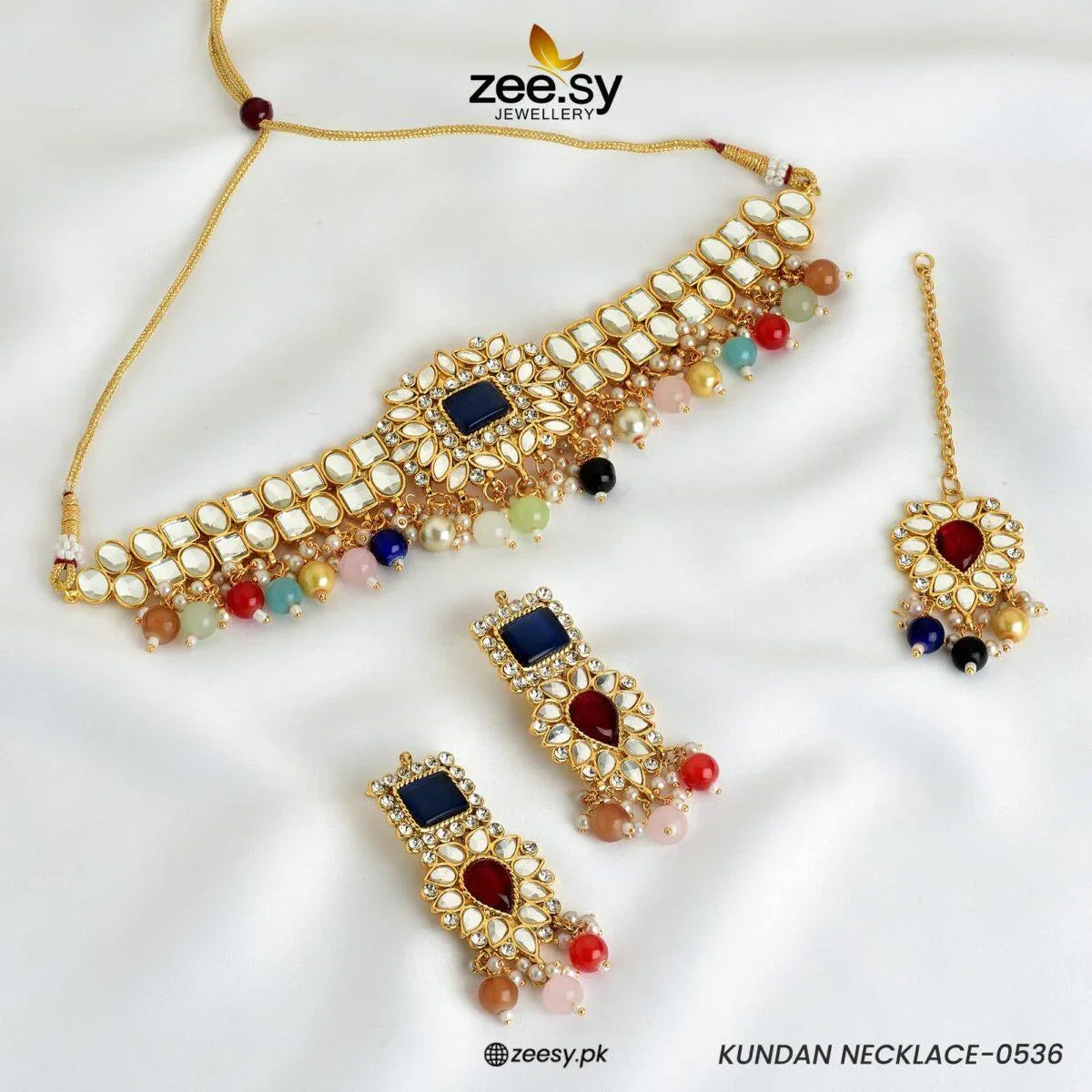 KUNDAN NECKLACE-0536 Multi - Zeesy Jewellery