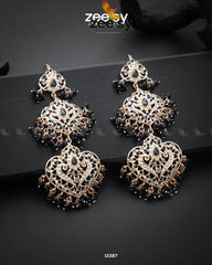 Keerthi's Earrings Golden Black - Zeesy Jewellery