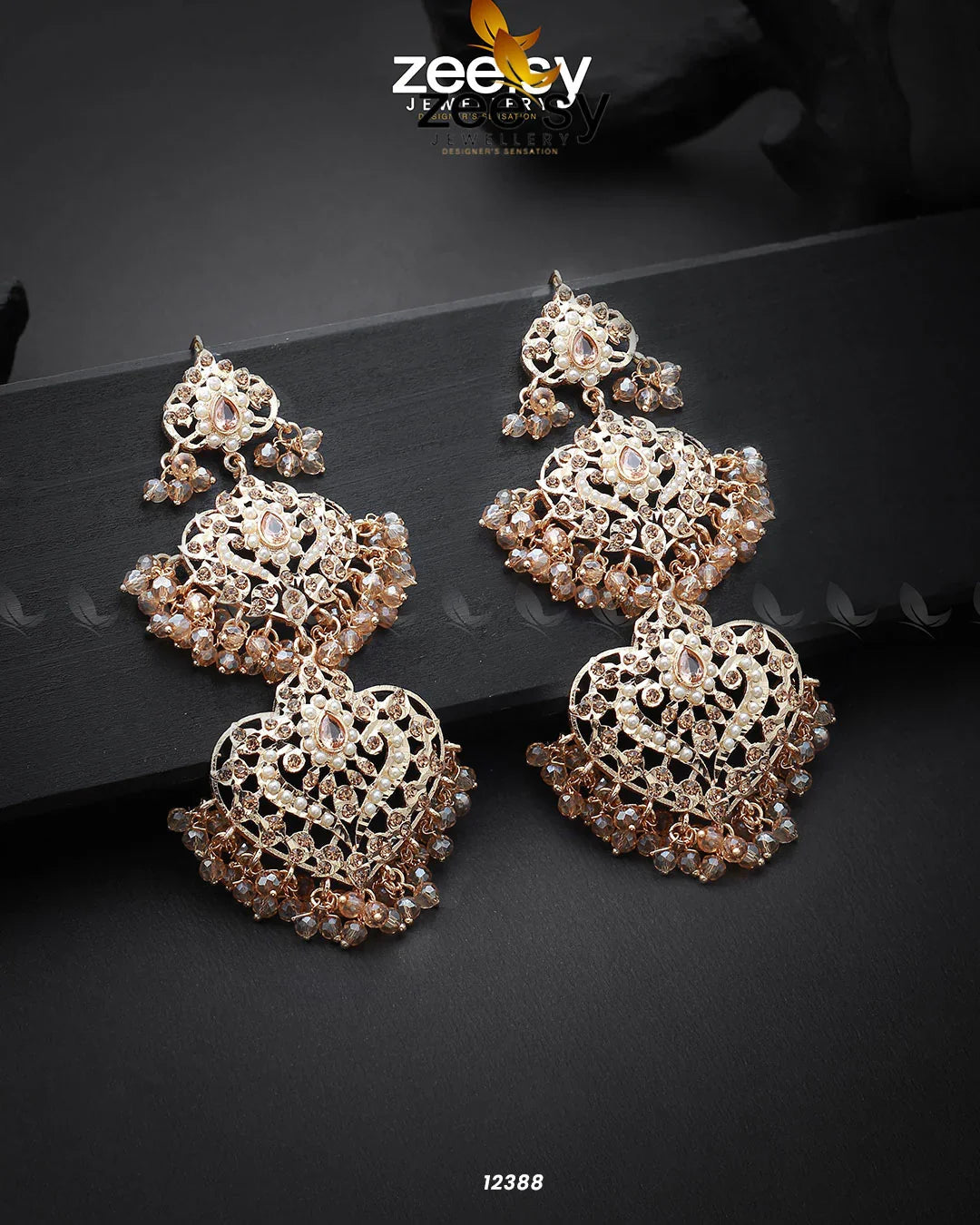 Keerthi's Earrings Golden Champagne - Zeesy Jewellery