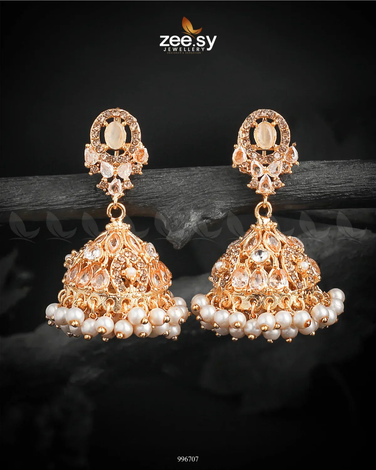 Kinzaa Earrings Golden Champagne - Zeesy Jewellery