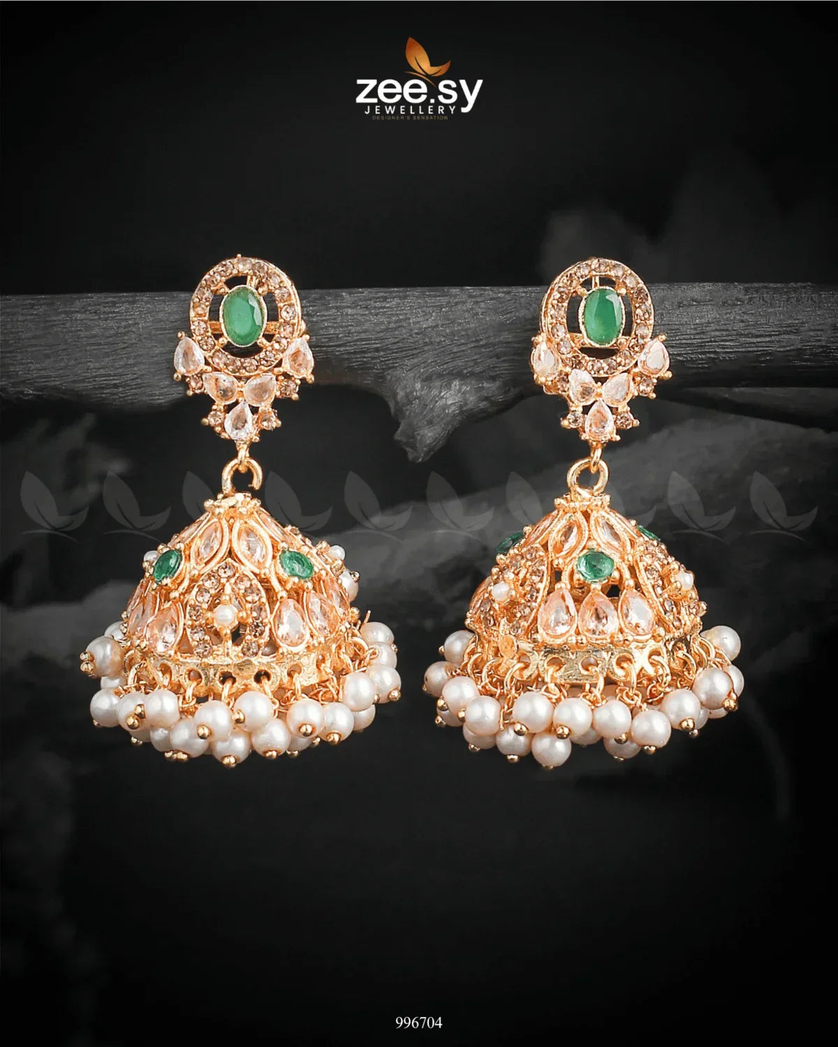 Kinzaa Earrings Golden Green - Zeesy Jewellery