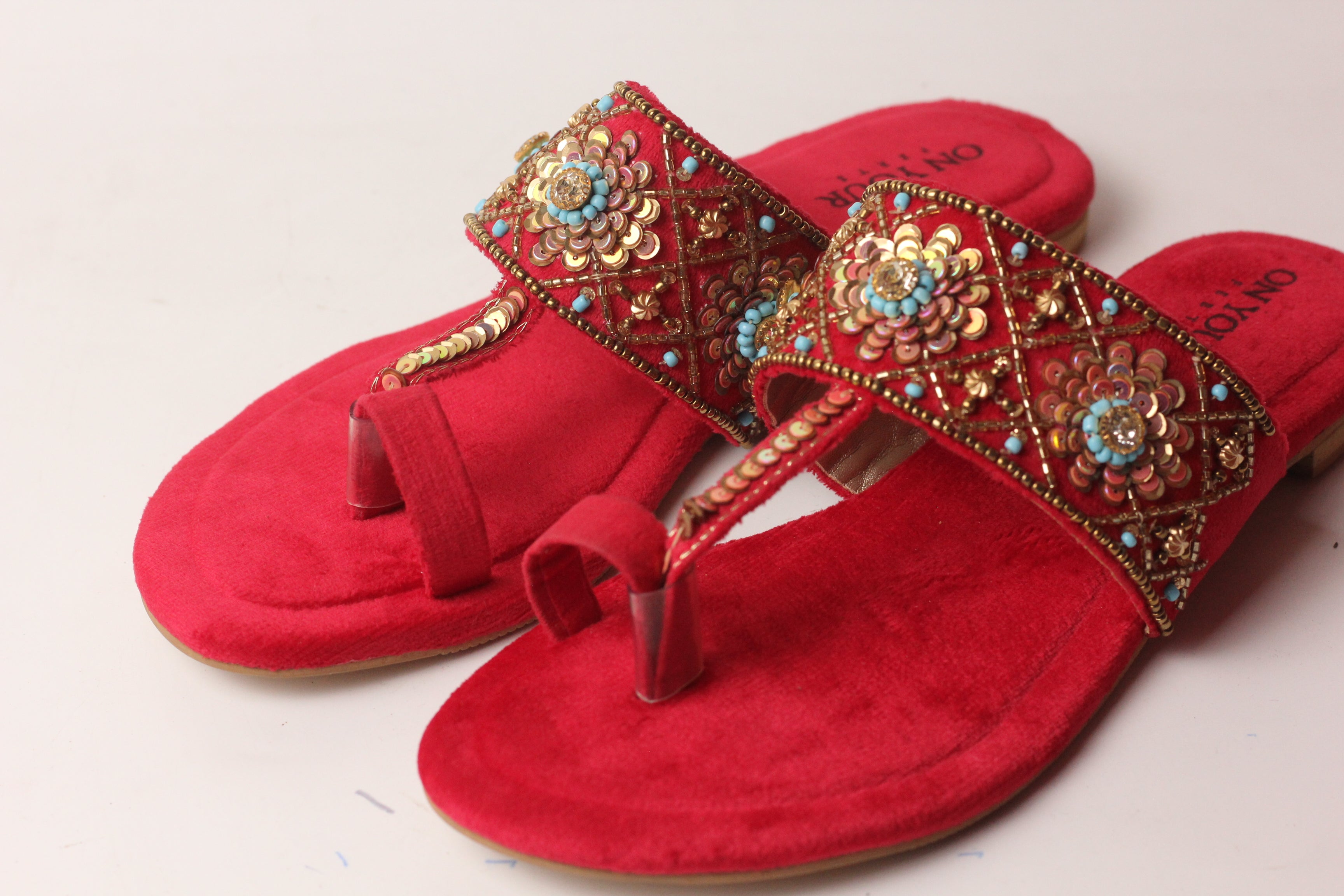 On Your Feets KolaPuri-Red Kolhapuri