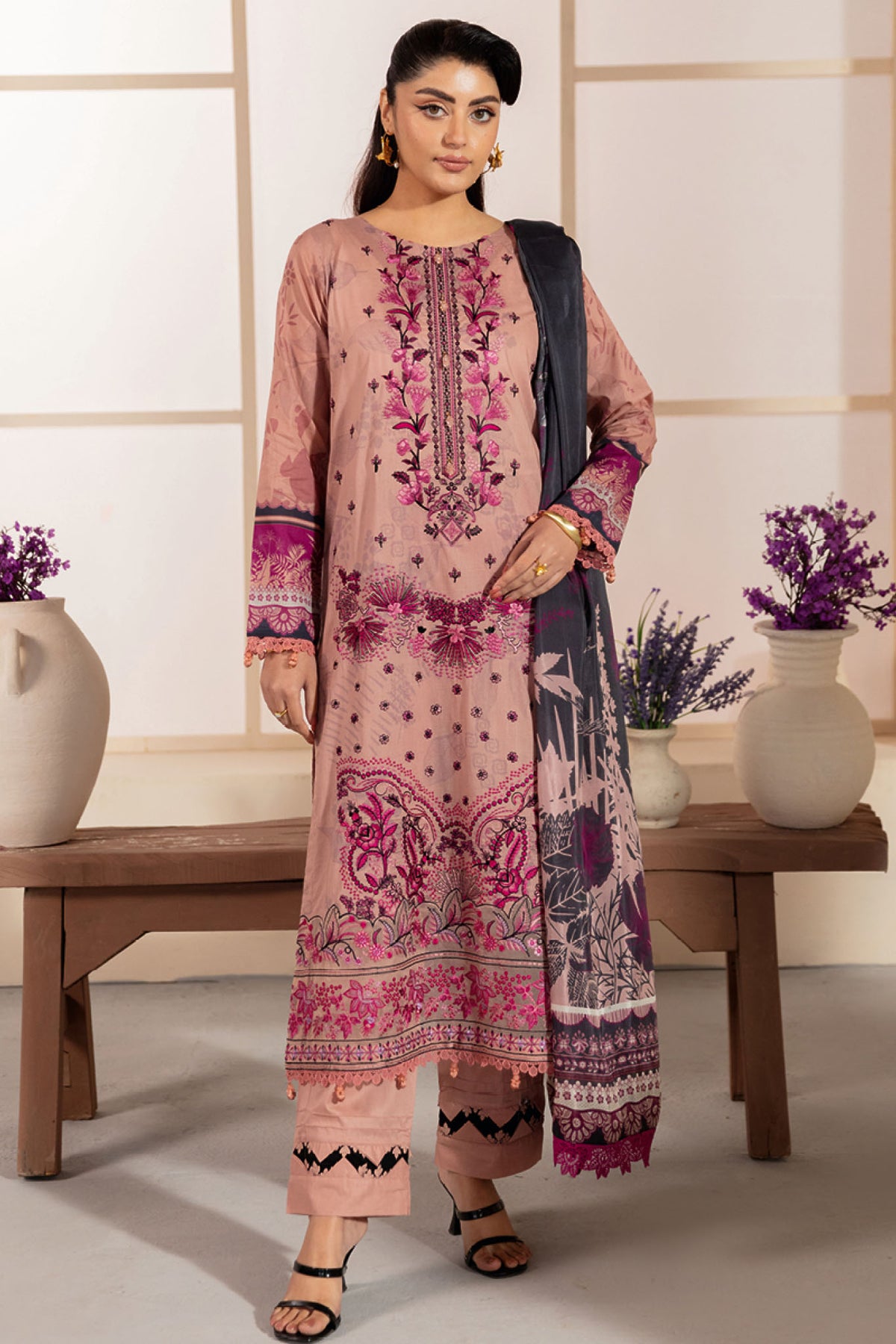 Mashaal by Ramsha Unstitched 3 Piece Luxury Lawn Vol-13 Collection-L-1306