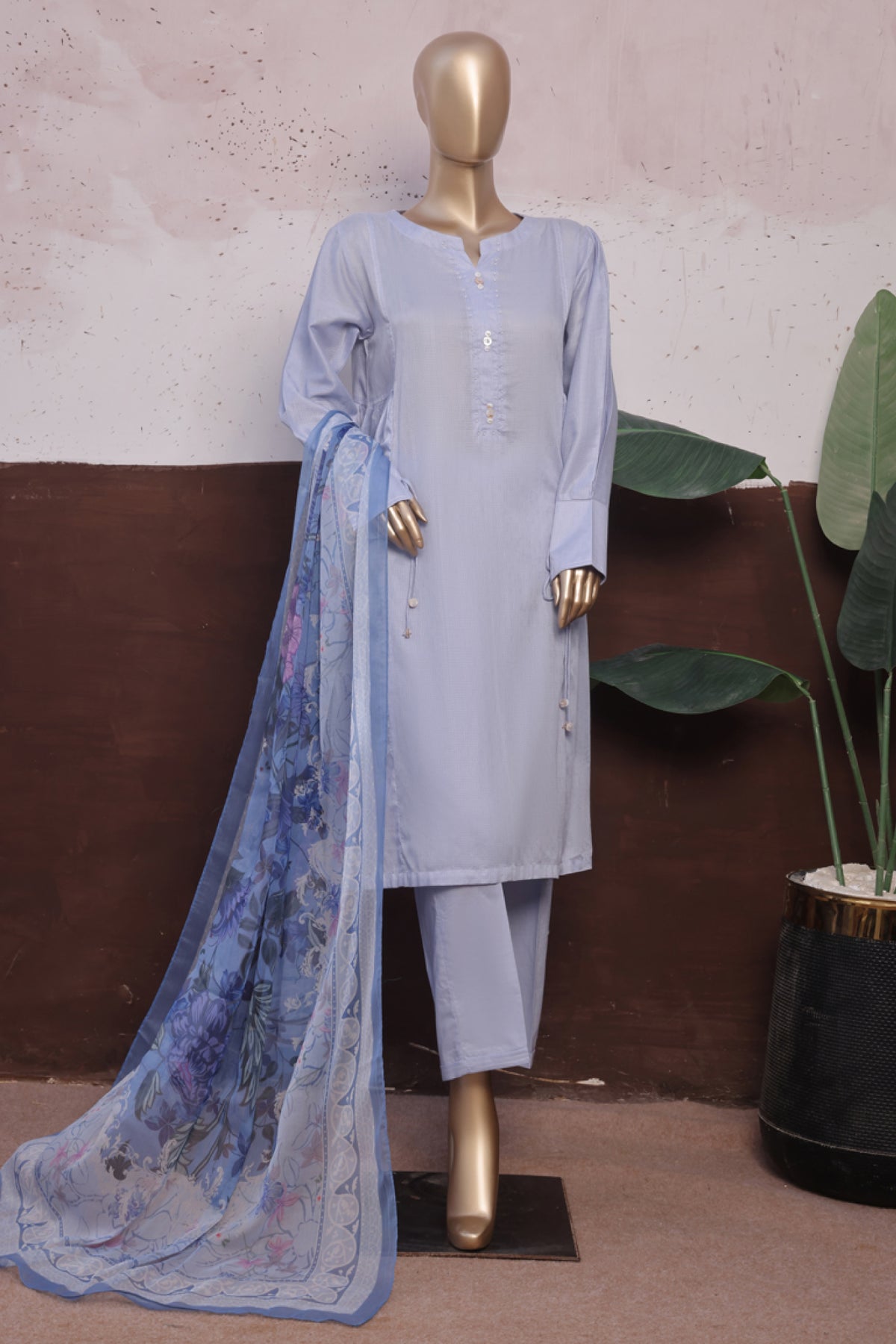 Daily Drop By Hz Stitched 3 Piece Solids Twinset Collection'2025-SDJ-3P-L05