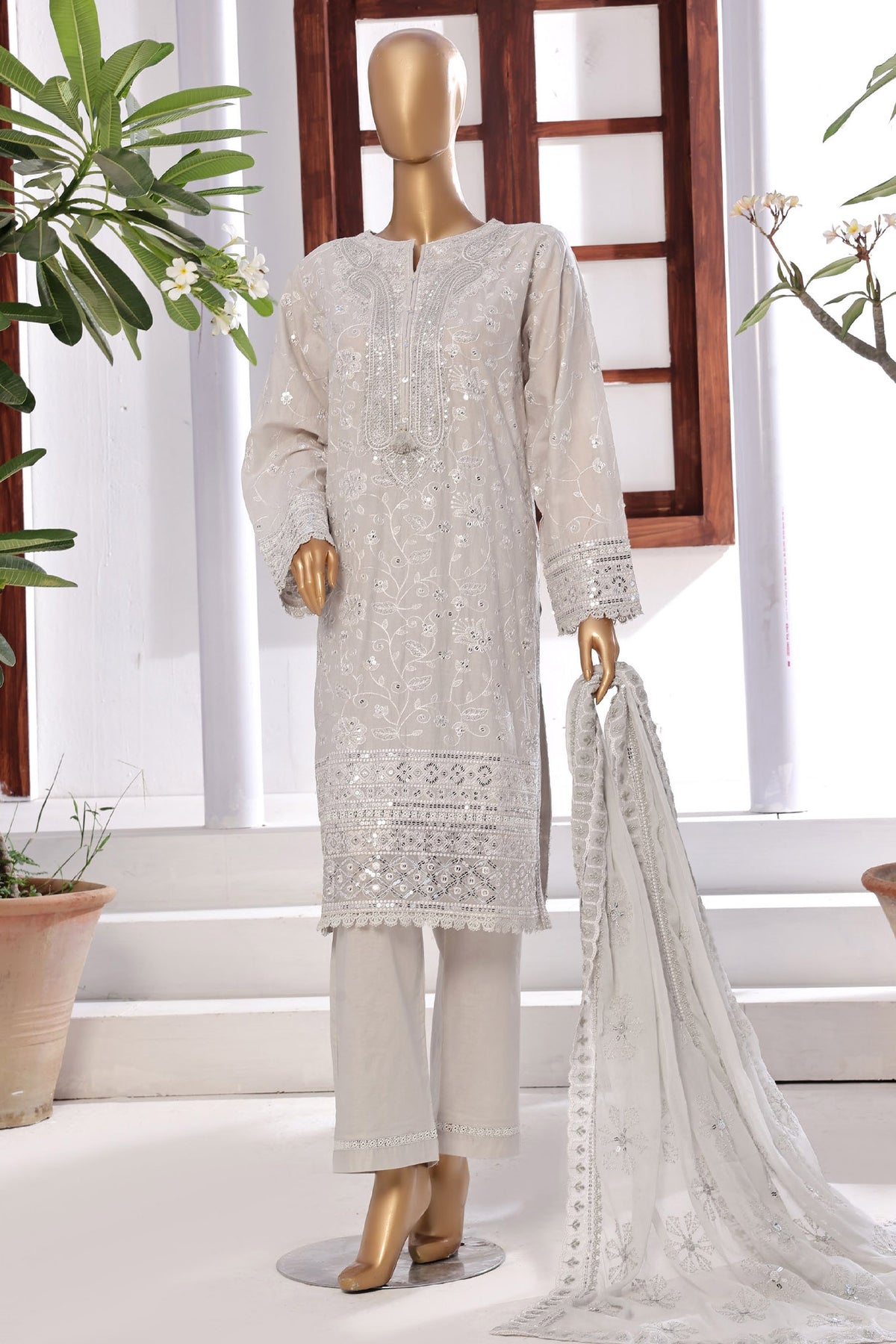 Sada Bahar Lucknowi Stitched 3 Piece Emb Chikankari Lawn Vol-02 Collection'2024-LCK-Ice