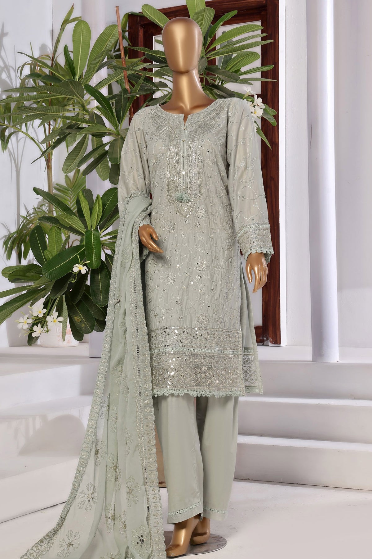 Sada Bahar Lucknowi Stitched 3 Piece Emb Chikankari Lawn Vol-02 Collection'2024-LCK-Pista