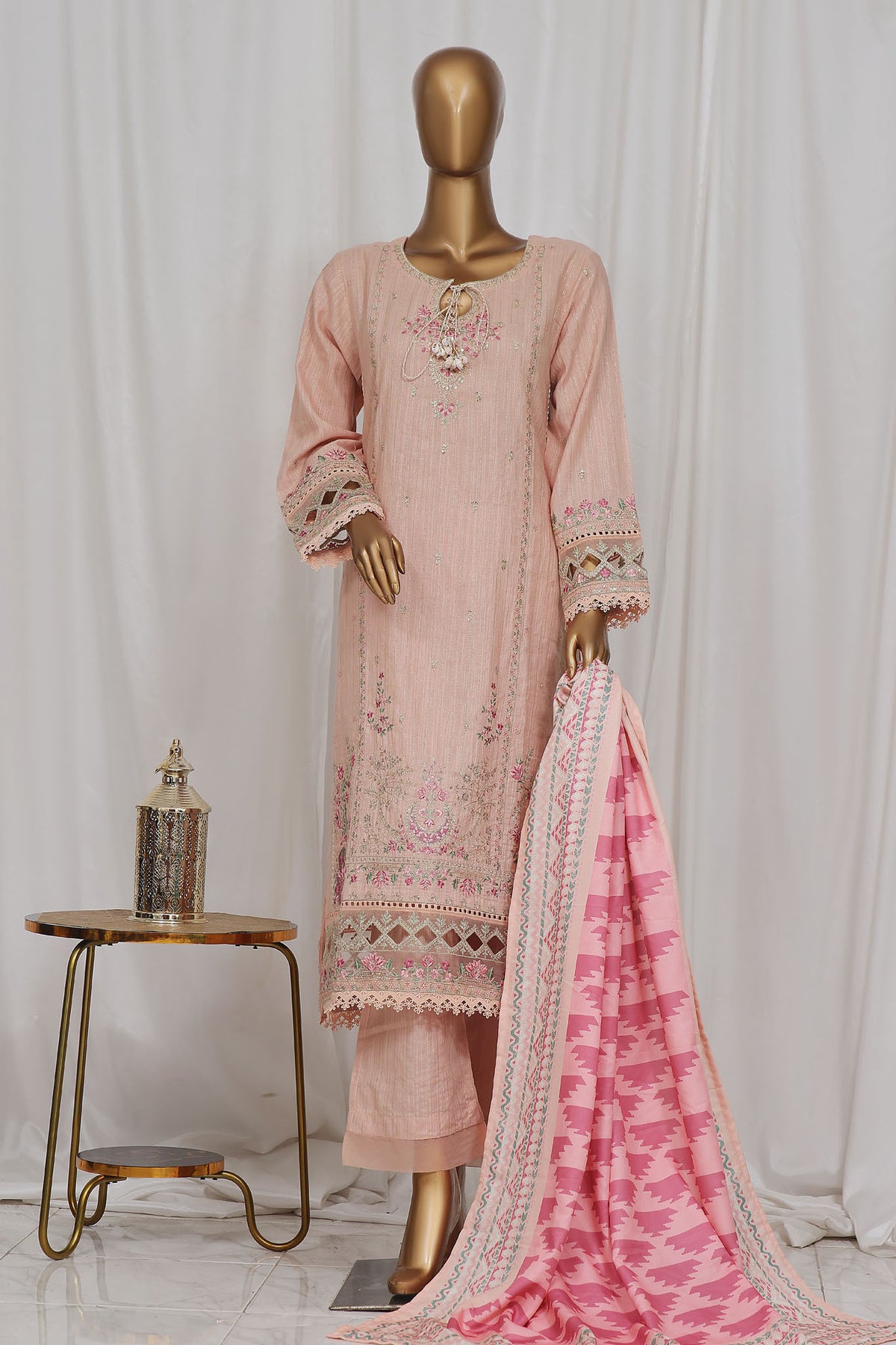 Sada Bahar Stitched 3 Piece Luxury Emb Khaddar Vol-01 Collection'2024-LEK-22-Peach