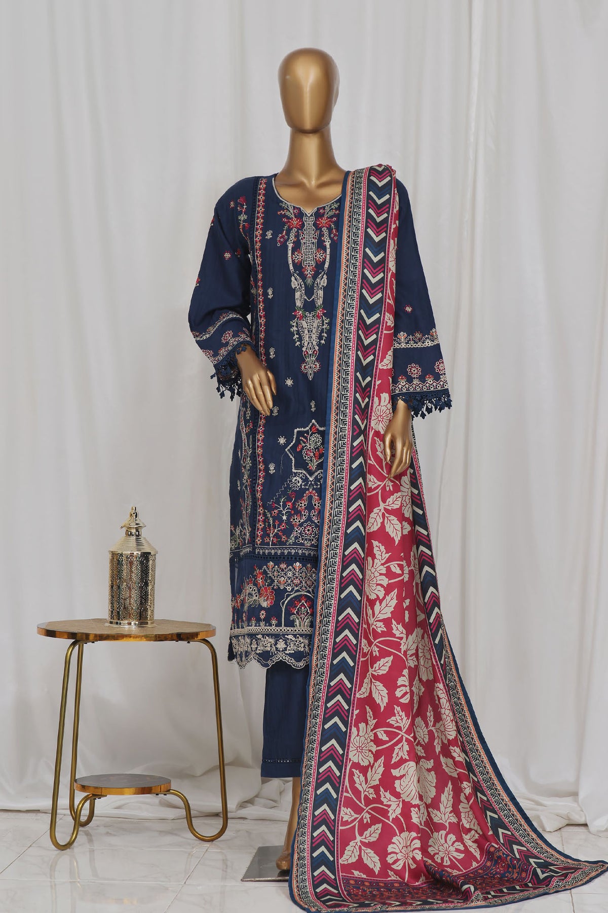 Sada Bahar Stitched 3 Piece Luxury Emb Khaddar Vol-01 Collection'2024-LEK-23-Blue