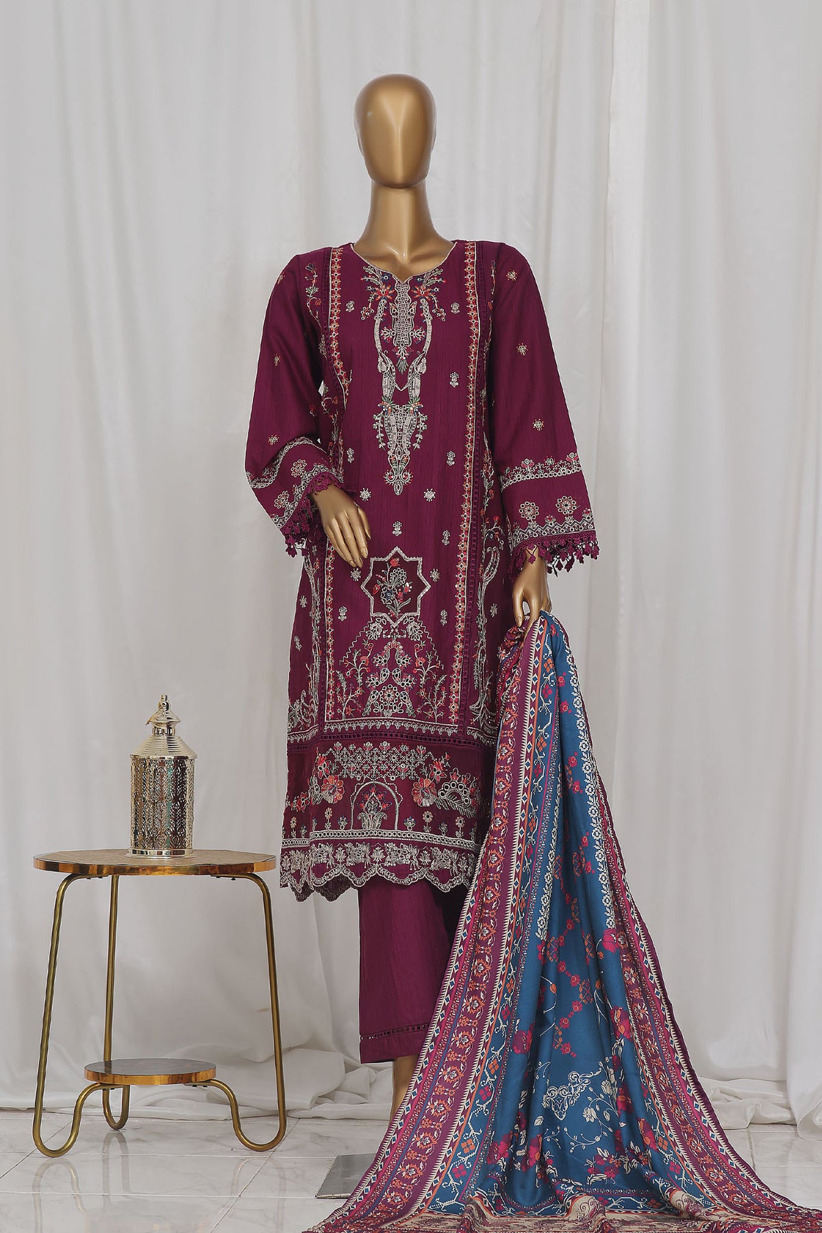 Sada Bahar Stitched 3 Piece Luxury Emb Khaddar Vol-01 Collection'2024-LEK-23-Purple