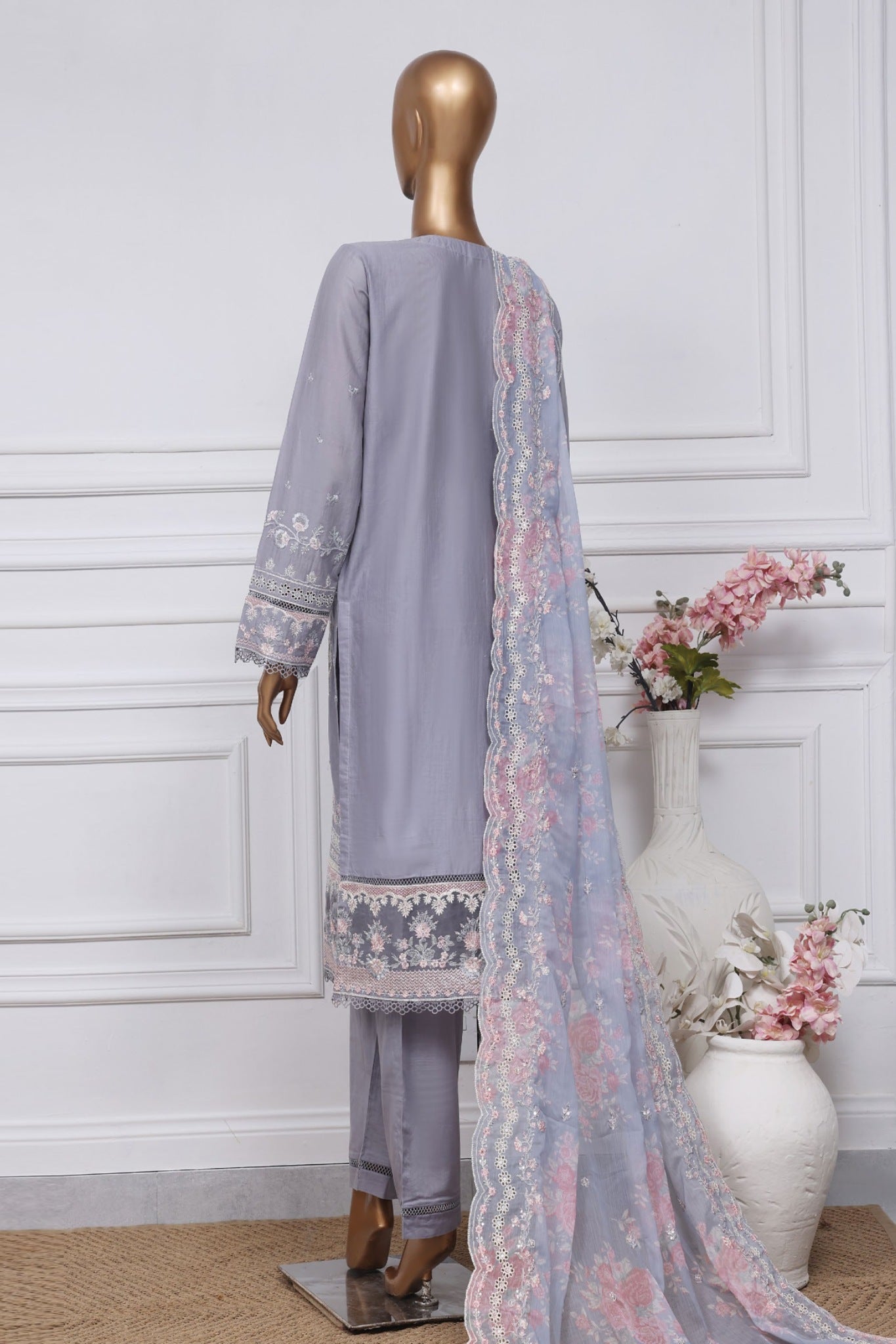 Sada Bahar Stitched 3 Piece Luxury Emb Spring Collection-LEL-MK-09-Grey