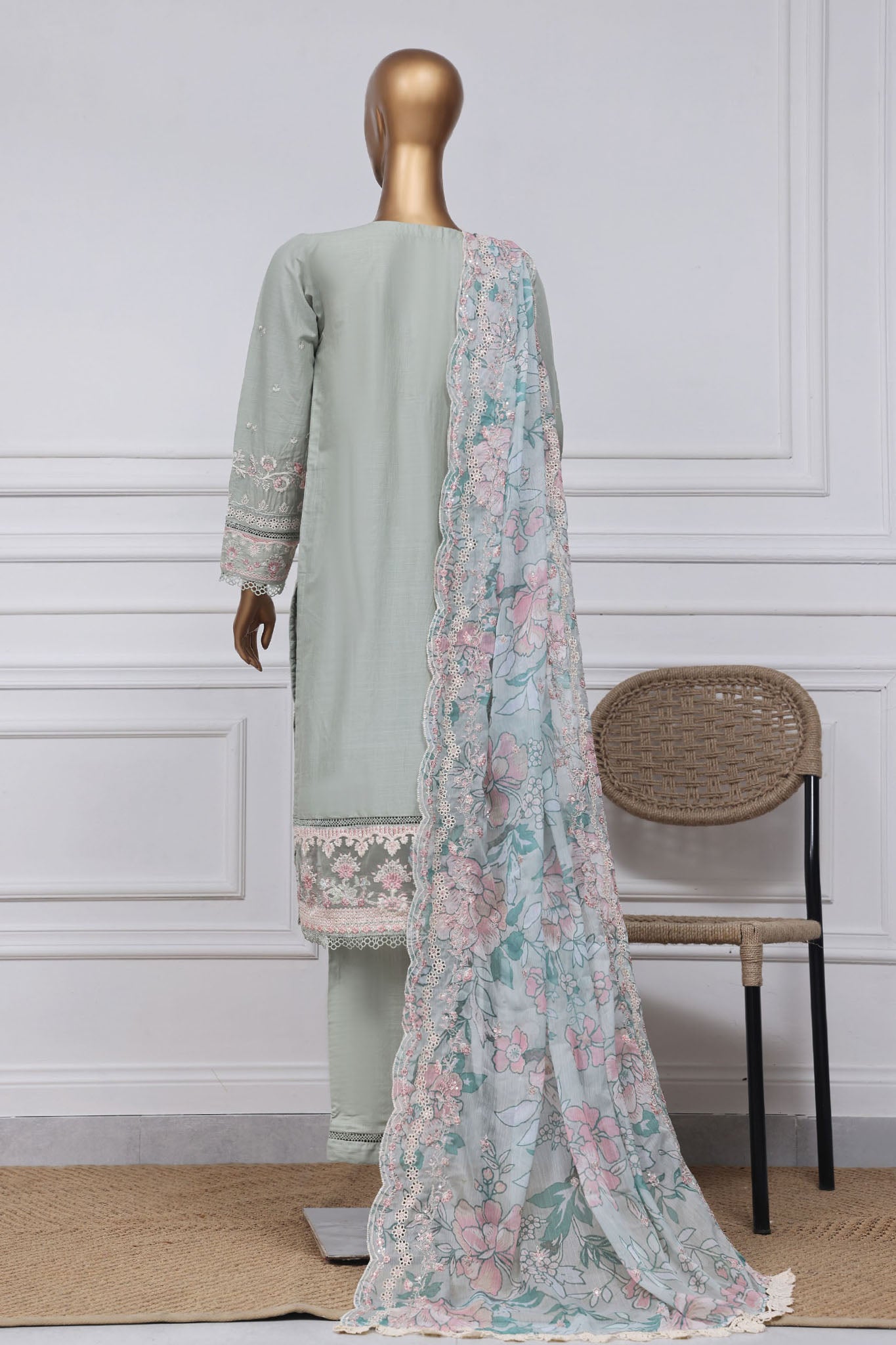 Sada Bahar Stitched 3 Piece Luxury Emb Spring Collection-LEL-MK-09-Pista