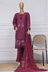 Sada Bahar Stitched 3 Piece Luxury Emb Spring Collection-LEL-MK-13-Maroon