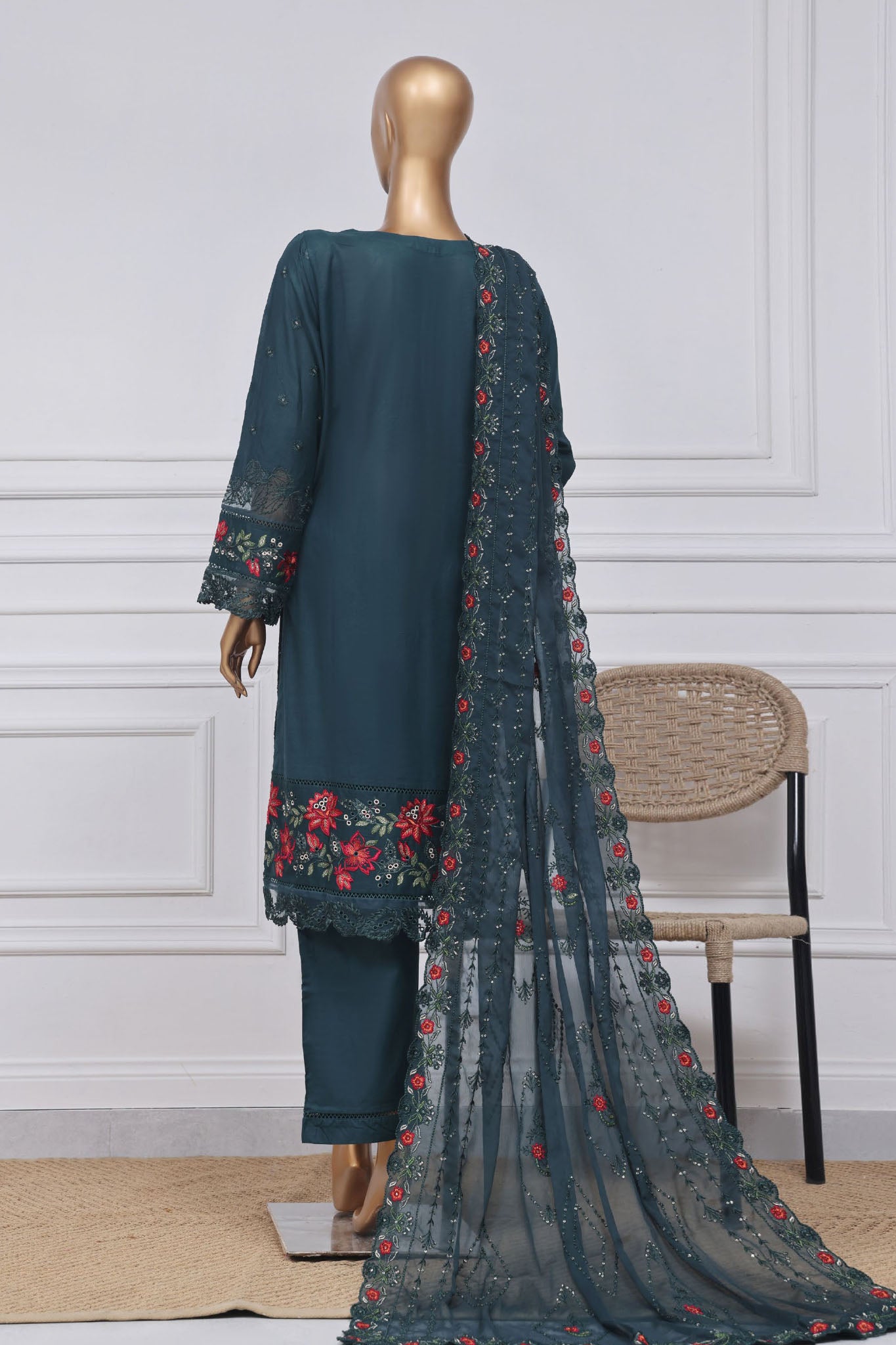 Sada Bahar Stitched 3 Piece Luxury Emb Spring Collection-LEL-MK-13-Teal