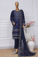 Sada Bahar Stitched 3 Piece Luxury Emb Spring Collection-LEL-MK-15-Blue