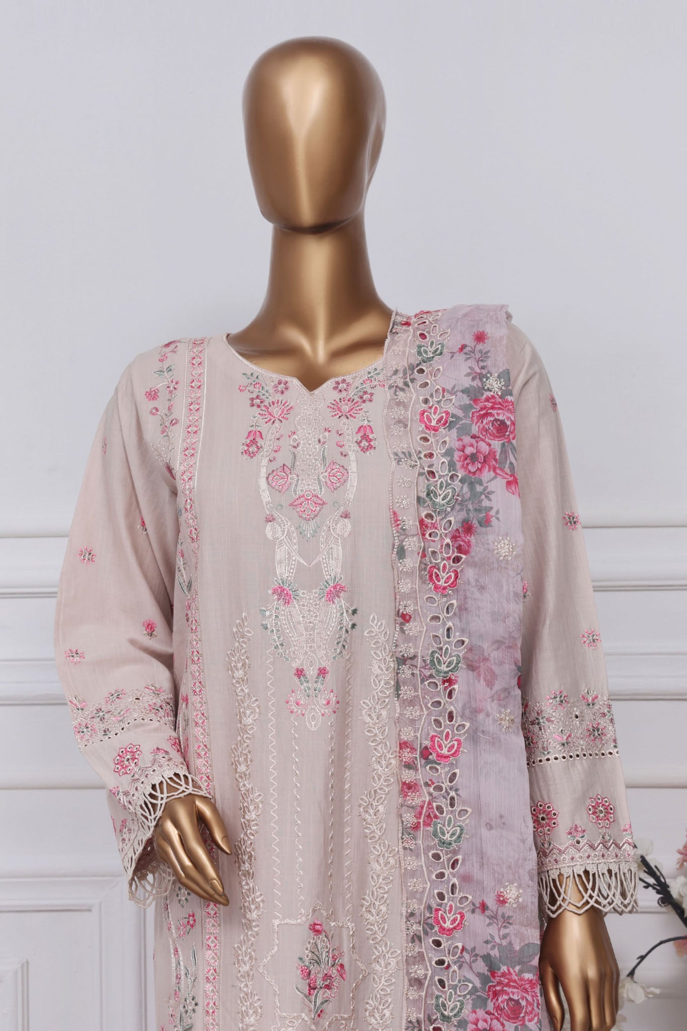 Sada Bahar Stitched 3 Piece Luxury Emb Spring Collection-LEL-MK-23-T-Pink