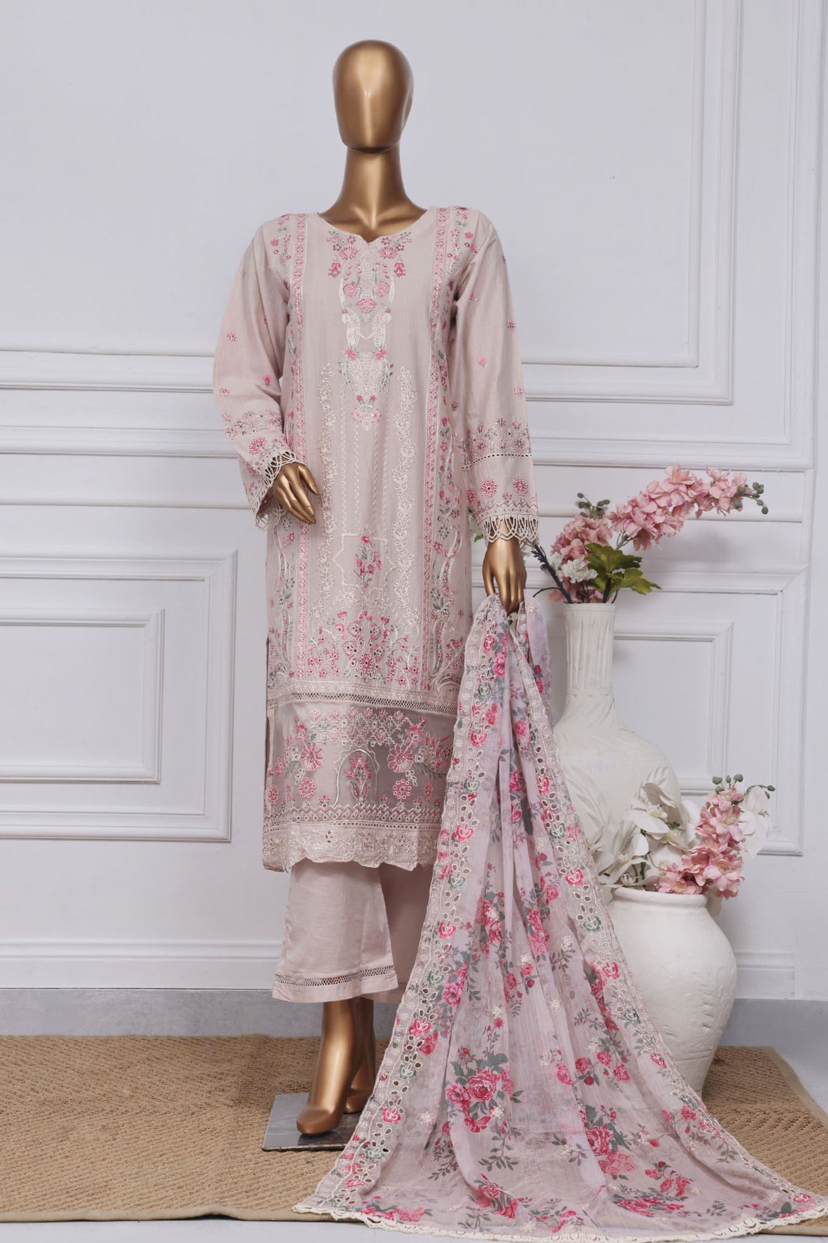 Sada Bahar Stitched 3 Piece Luxury Emb Spring Collection-LEL-MK-23-T-Pink