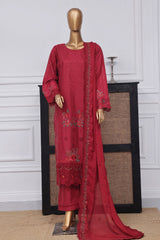 Sada Bahar Stitched 3 Piece Luxury Emb Spring Collection-LEL-MK-26-Red