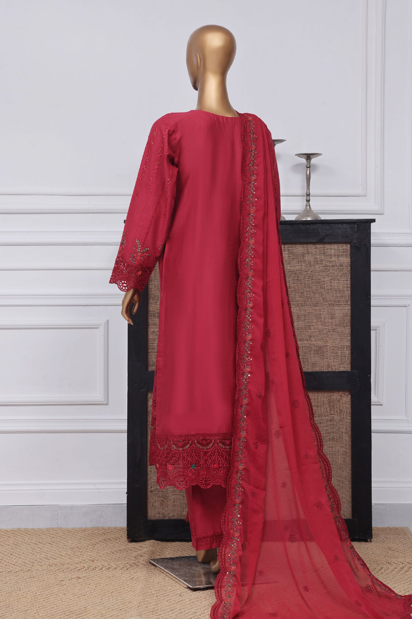 Sada Bahar Stitched 3 Piece Luxury Emb Spring Collection-LEL-MK-26-Red