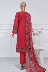 Sada bahar Stitched 3 Piece Luxury Emb Spring Vol-02 Collection-LEL2-MK-Red