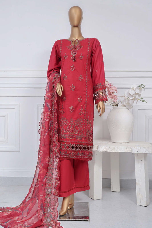 Sada bahar Stitched 3 Piece Luxury Emb Spring Vol-02 Collection-LEL2-MK-Red