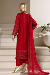Sada Bahar Stitched 3 Piece Luxury Emb Festive Vol-06 Suit-LEL6-MK-2512-RED