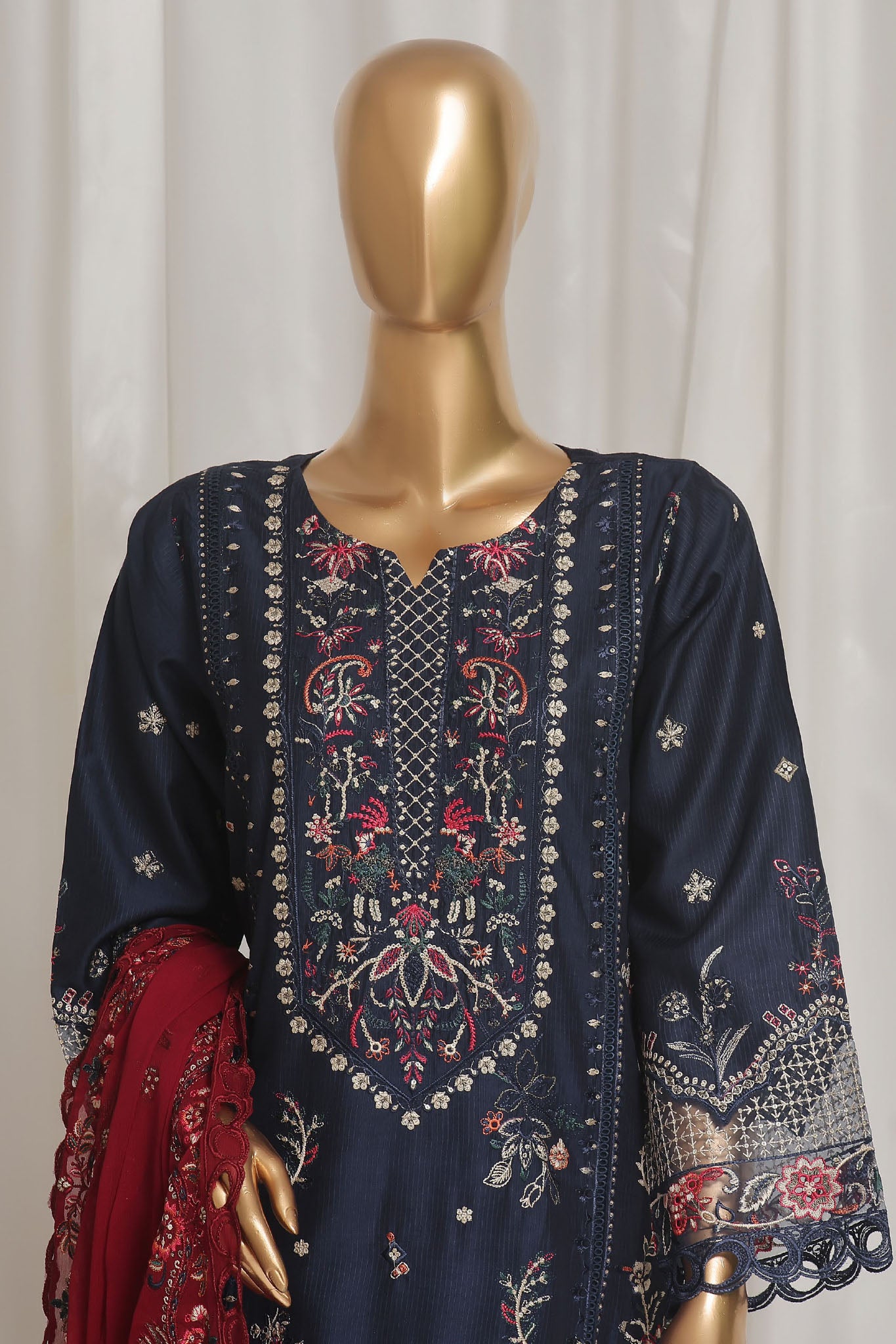 Sada Bahar Stitched 3 Piece Luxury Emb Rod Silk Vol-01 Collection'2024-LEV-03-Blue