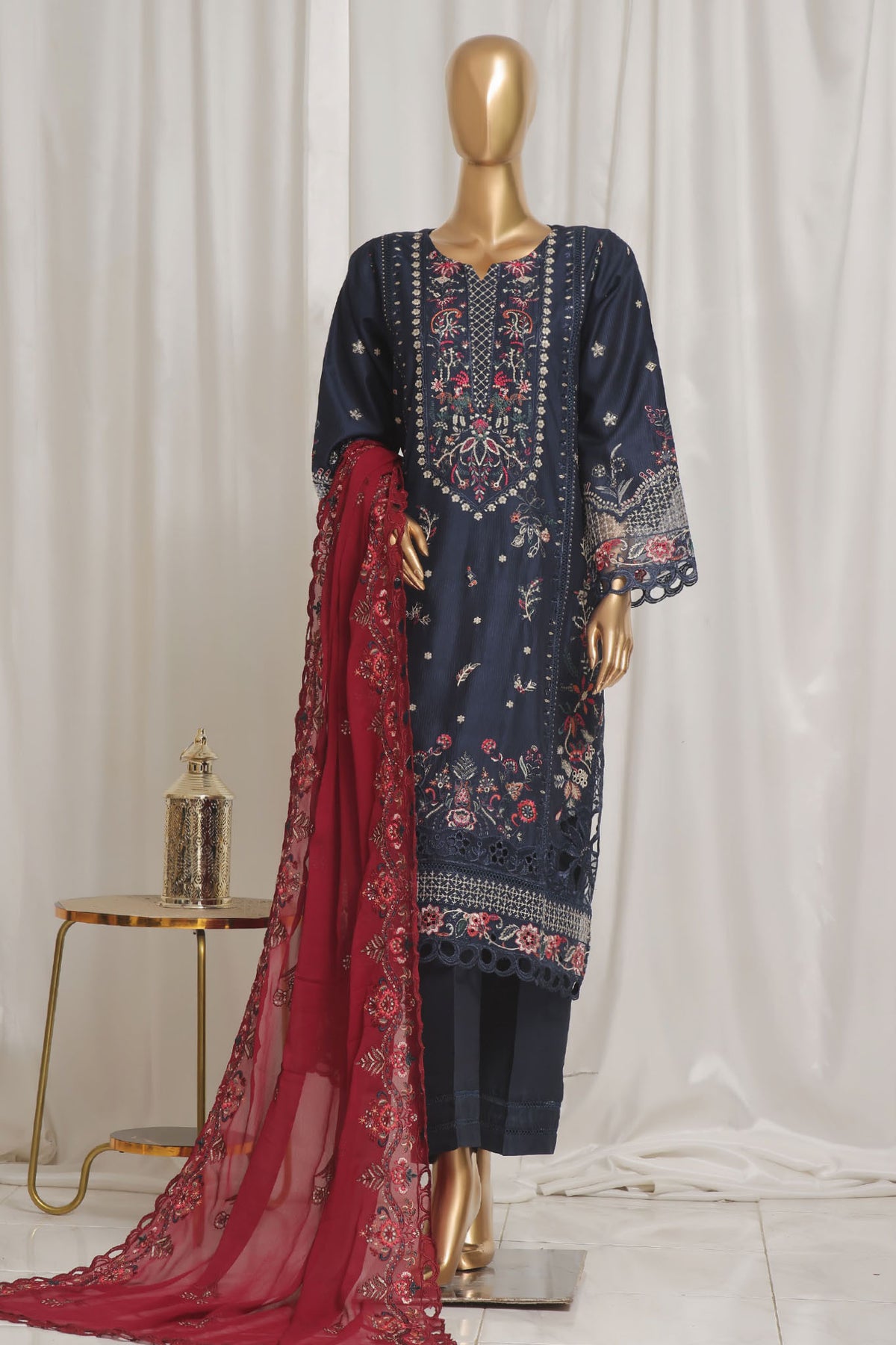 Sada Bahar Stitched 3 Piece Luxury Emb Rod Silk Vol-01 Collection'2024-LEV-03-Blue