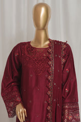 Sada Bahar Stitched 3 Piece Luxury Emb Rod Silk Vol-01 Collection'2024-LEV-04-Maroon