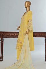 Bin Saeed Stitched 3 Piece Luxury Emb Cotton Vol-04 Collection'2024-LF-1148-Yellow