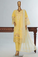 Bin Saeed Stitched 3 Piece Luxury Emb Cotton Vol-04 Collection'2024-LF-1148-Yellow