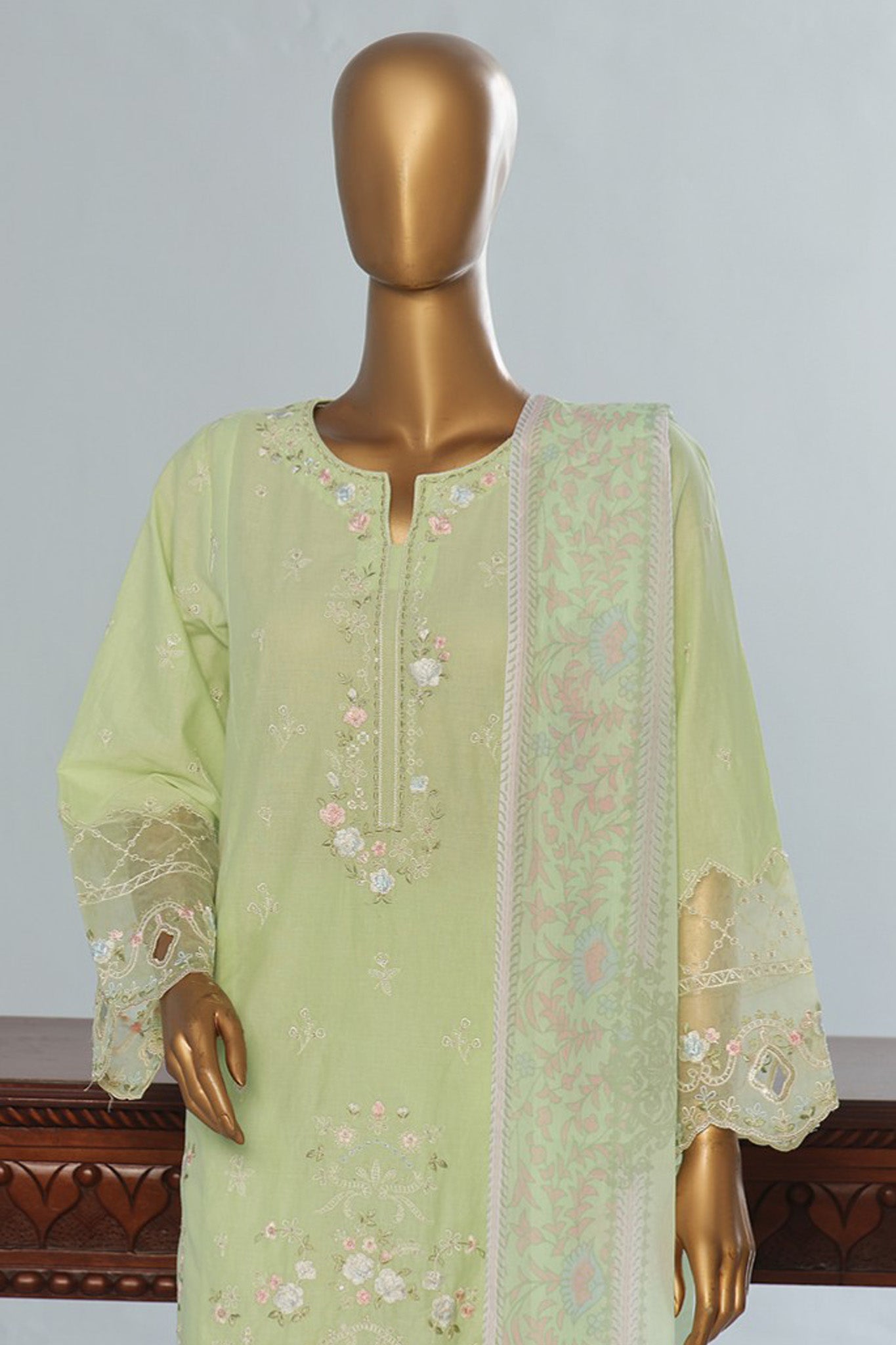 Bin Saeed Stitched 3 Piece Luxury Emb Cotton Vol-04 Collection'2024-LF-1153-Pista