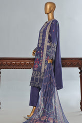 Bin Saeed Stitched 3 Piece Luxury Emb Cotton Vol-04 Collection'2024-LF-1156-Blue