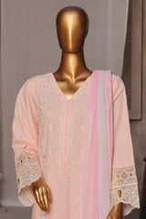 Bin Saeed Stitched 3 Piece Luxury Emb Cotton Vol-05 Collection'2024-LF-1193-Pink