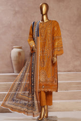 Bin Saeed Stitched 3 Piece Luxury Emb Cotton Vol-05 Collection'2024-LF-1194-Mustard