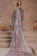 Bin Saeed Stitched 3 Piece Luxury Emb Cotton Vol-05 Collection'2024-LF-1199-Grey